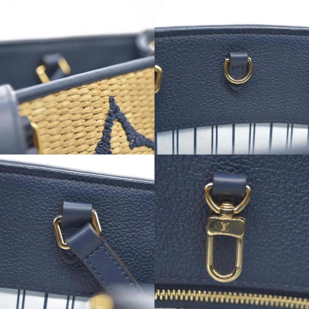 Louis Vuitton Raffia Calfskin Monogram Giant Onthego MM Blue - Picture 6 of 15